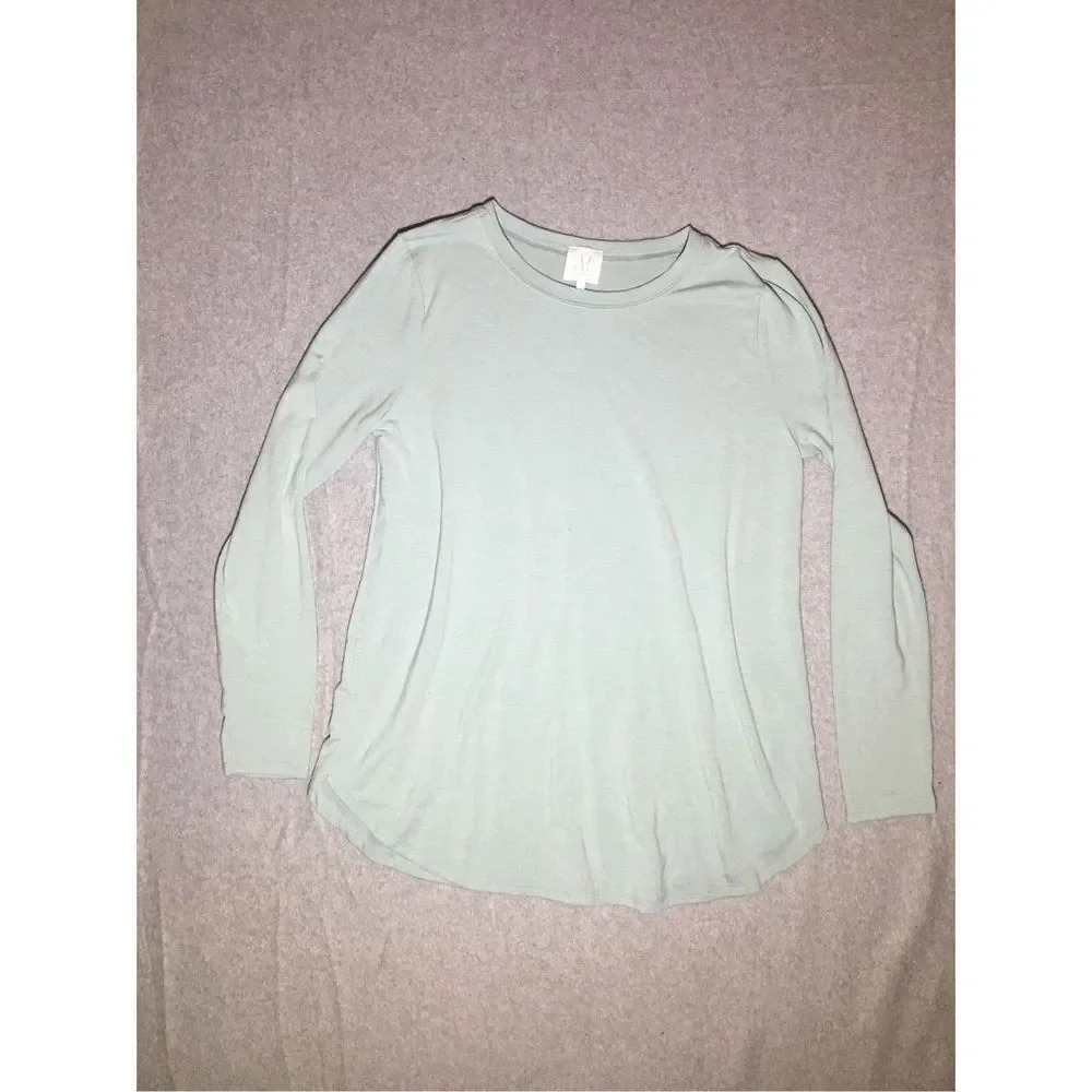 Womens ShopTheMint Shirt Size Large Mint Green Long Sleeve Top Casual Layering